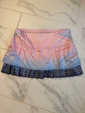 K-Swiss Pink to Blue Gradient Pleated Athletic Skirt